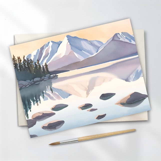 Lake Tahoe Mountains | Wasserfarbenlandschaft Postkarte (Von Creator hochgeladen)