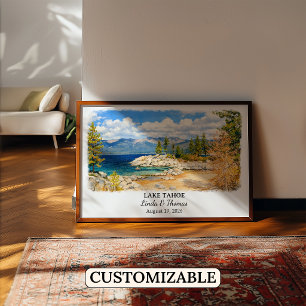 Lake Tahoe Nevada Poster, Aquarell, Maßgeschneider Poster