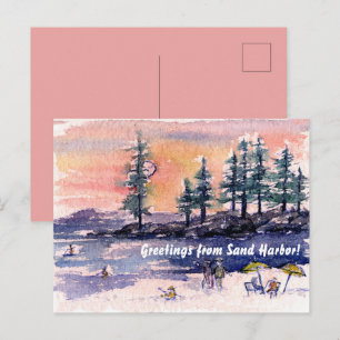 Lake Tahoe Sand Harbor Sonnenuntergang Strandgrüße Postkarte