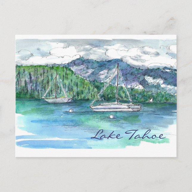 Lake Tahoe Segelberg Wolken Postkarte (Vorderseite)
