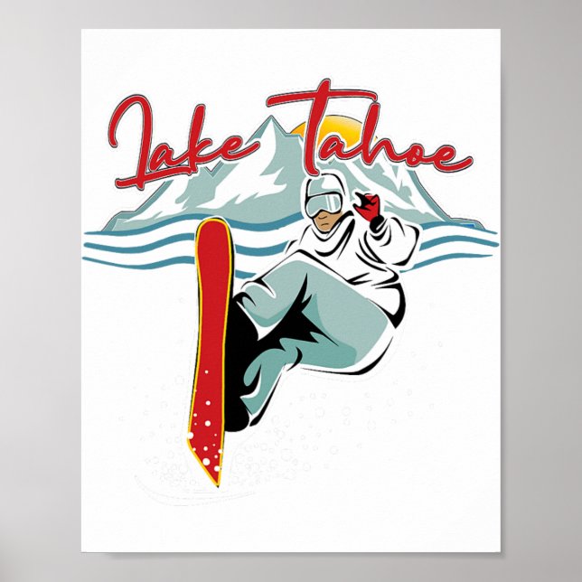 Lake Tahoe Sierra Nevada California Snowboarding S Poster (Vorne)