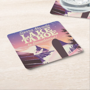 Lake Tahoe Sierra Nevada USA Snowboarder Poster Rechteckiger Pappuntersetzer