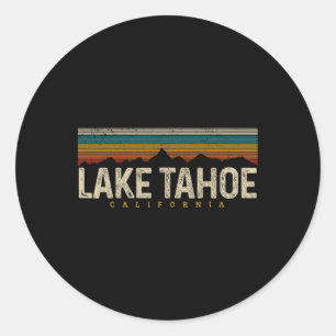 Lake Tahoe Vintage Berge Wandern Camping Retro Runder Aufkleber