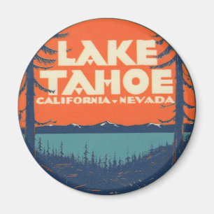 Lake Tahoe Vintage Travel Deco Design Magnet