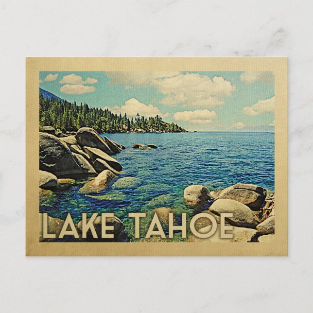 Lake Tahoe Vintage Travel Postkarte (Vorderseite)