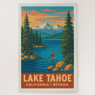 Lake Tahoe Vintage Travel (Red) Poster