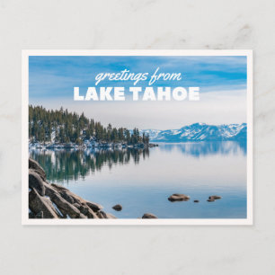 Lake Tahoe Winterberg Vintage Retro Grußkarte Postkarte