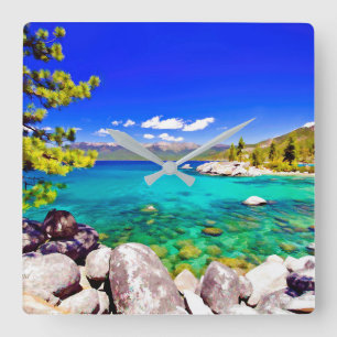 Lake- Tahoeansicht Quadratische Wanduhr