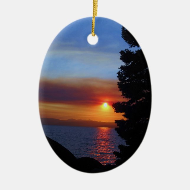 Lake- Tahoesonnenuntergang Keramik Ornament (Vorne)