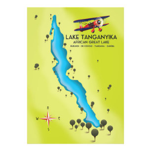 Lake Tanganika Afrikanische Karte Fotodruck