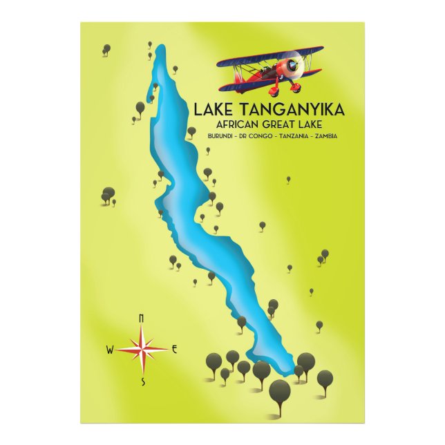 Lake Tanganika Afrikanische Karte Fotodruck (Vorne)