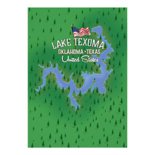 Lake Texoma USA Karte. Fotodruck