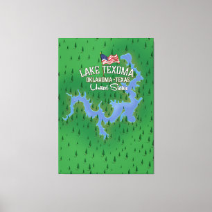 Lake Texoma USA Karte. Leinwanddruck