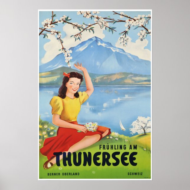Lake Thun, Suisse, affiche de voyage (Devant)