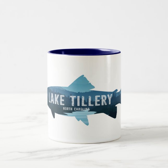 Lake Tillery North Carolina Fisch Zweifarbige Tasse (Mittel)