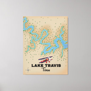 Lake Travis Texas Map Leinwanddruck