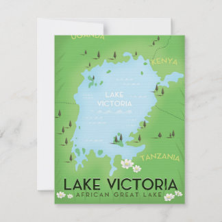 Lake Victoria Map - Africa Great Lake travel Art.