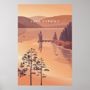 Lake Vyrnwy Powys Wales Reiseplakat Poster