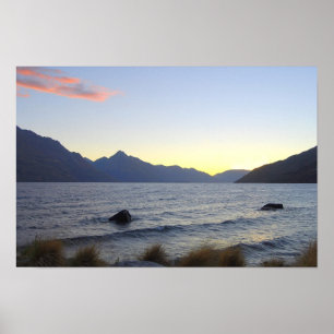 Lake Wakatipu at Sunset, Queenstown, NZ Poster
