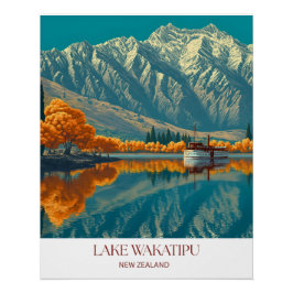 Lake Wakatipu Print | New Zealand Wall Art Poster