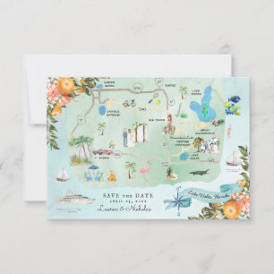 Lake Wales, FL Carte d'itinéraire de mariage de