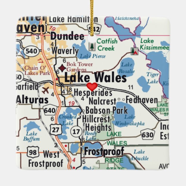 Lake Wales Florida Karte Keramikornament (Rückseite)