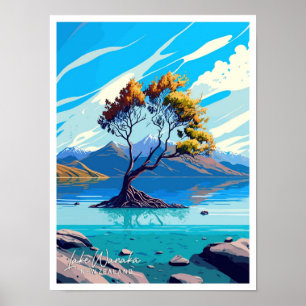 Lake Wanaka New Zealand Reisevorführung Poster