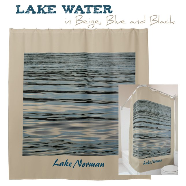 Lake Water Beige Blue Black Duschvorhang (Von Creator hochgeladen)