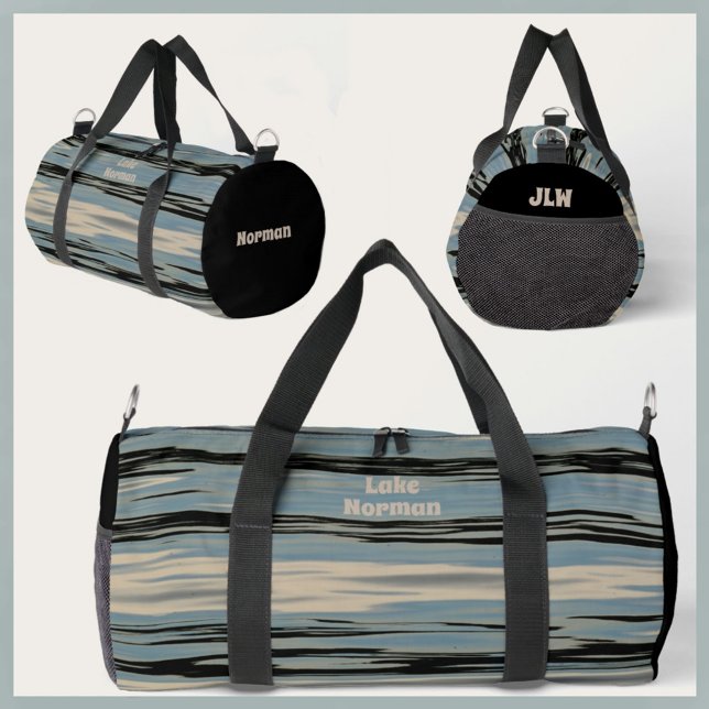 Lake Water Modern Blue Beige Black Duffle Bag (Von Creator hochgeladen)