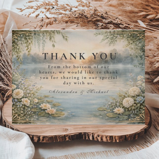 Lake Wildflower Forest Romance Wedding Dankeskarte (Von Creator hochgeladen)