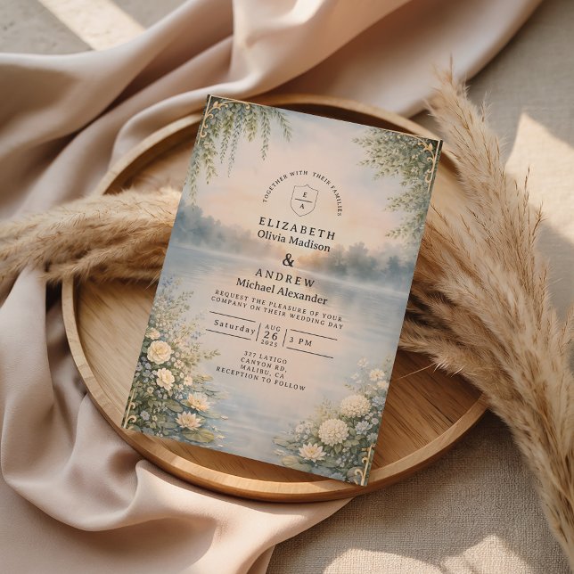 Lake Wildflower Forest Romance Wedding Einladung (Von Creator hochgeladen)
