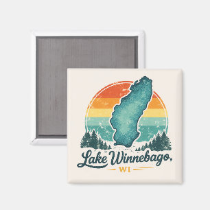 Lake Winnebago WI Sonnenuntergang See Kartenumriss Magnet