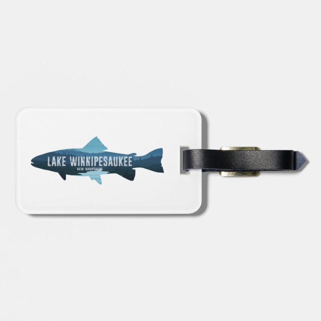 Lake Winnipesaukee New Hampshire Fisch Gepäckanhänger (Rückseite horizontal)