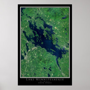 Lake Winnipesaukee New Hampshire Satellite Karte Poster