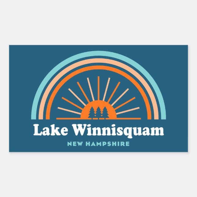 Lake Winnisquam New Hampshire Rainbow Rechteckiger Aufkleber (Vorderseite)