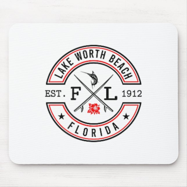 Lake Worth Beach Florida Fl Retro-Surfer Strandfro Mousepad (Vorne)