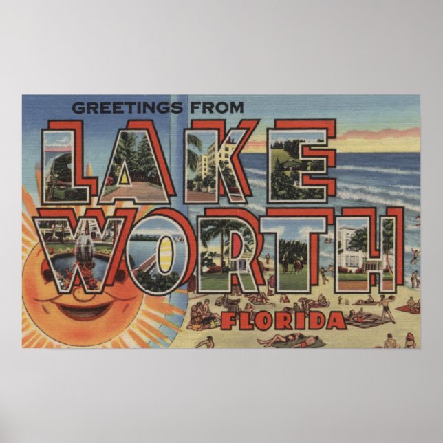 Lake Worth, Florida - Large Letter Scenes Poster (Vorne)