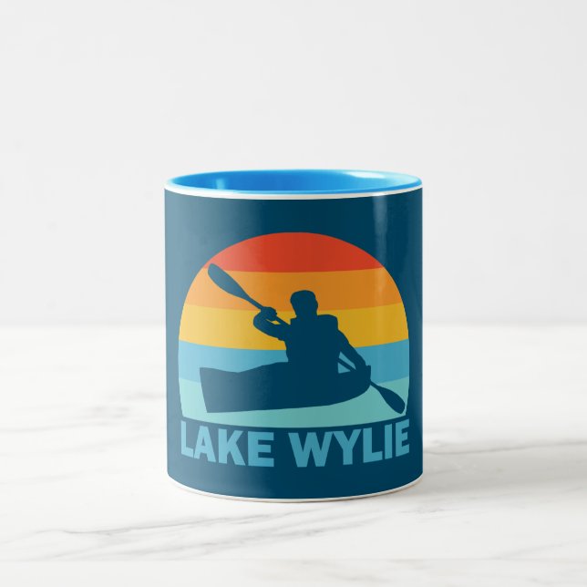 Lake Wylie North Carolina South Carolina Kayak Zweifarbige Tasse (Mittel)