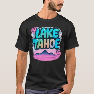 Lakeahoe Pastell Retro Berg Sonnenuntergang Design T-Shirt
