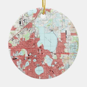 Lakeland Florida Map (1994) Keramik Ornament
