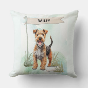 Lakeland Terrier Aquarell personalisierter Hund Kissen