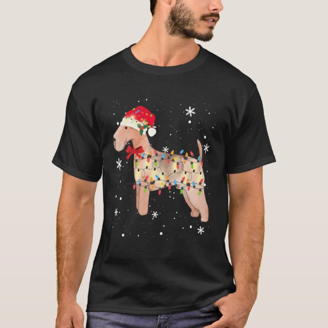 Lakeland Terrier Dog Christmas Light Xmas Mama Vat T-Shirt (Vorderseite)