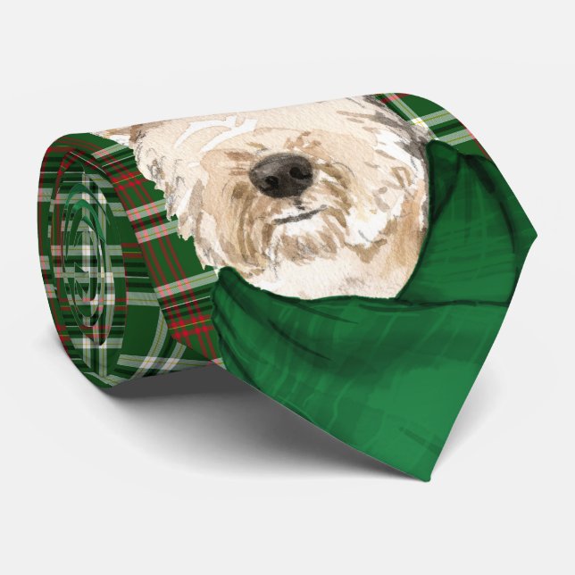 Lakeland Terrier Dog Lover Green Kariert Weihnacht Krawatte (Gerollt)