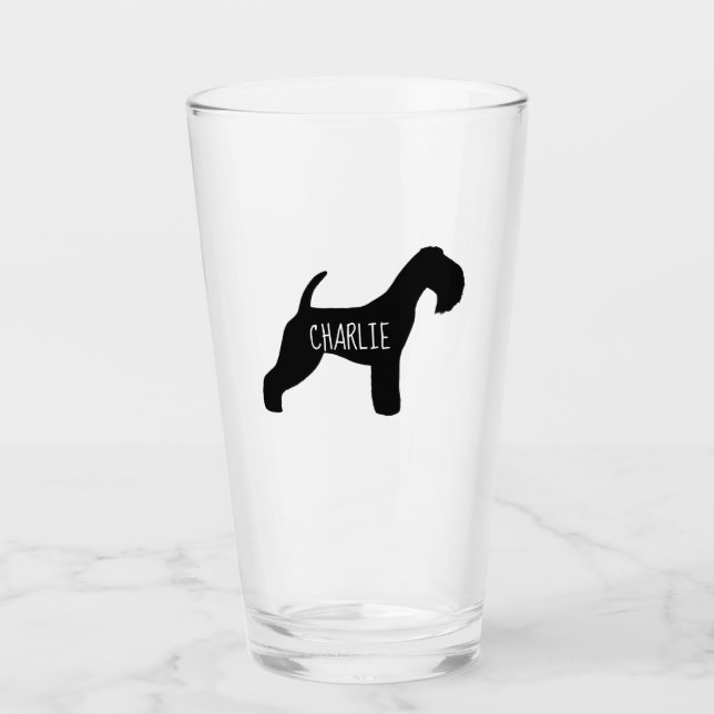 Lakeland Terrier Dog Silhouette Personalisiert Glas (Vorderseite)