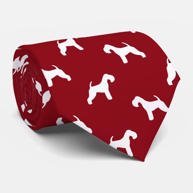 Lakeland Terrier Dog Silhouetten Muster Red Krawatte (Gerollt)
