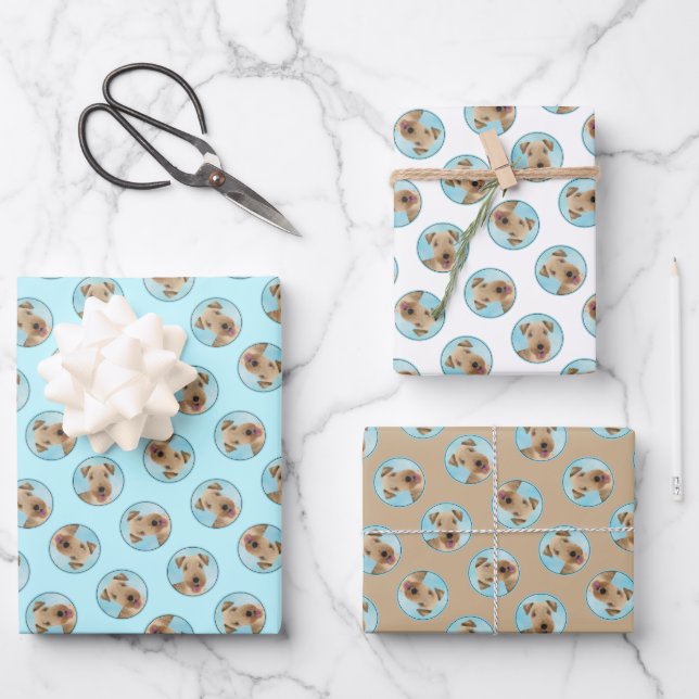 Lakeland Terrier Painting Niedliche Original Dog A Geschenkpapier Set (Vorderseite)