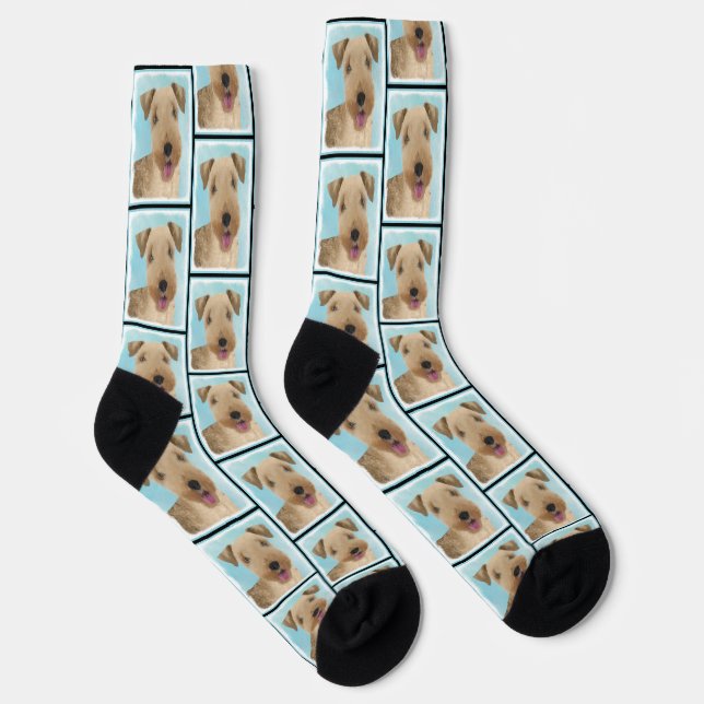 Lakeland Terrier Painting Niedliche Original Dog A Socken (Rechts)