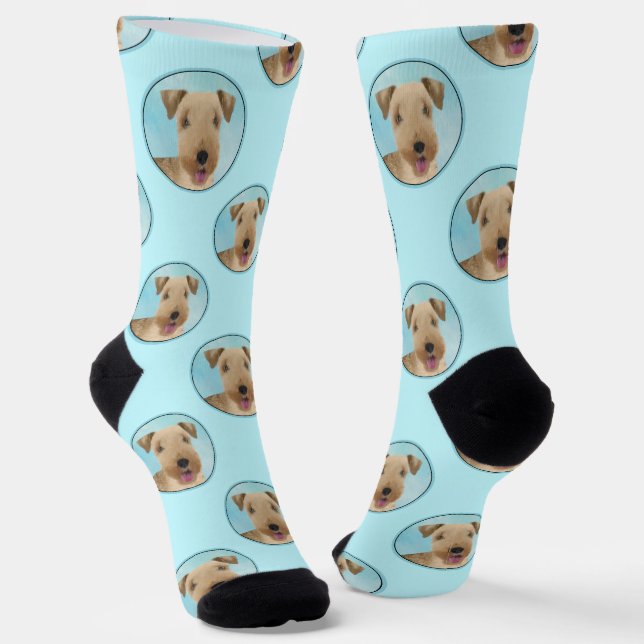 Lakeland Terrier Painting Niedliche Original Dog A Socken (Gewinkelt)