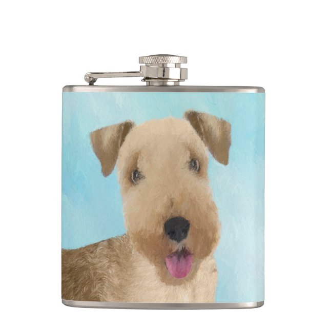 Lakeland Terrier Painting - Niedliche Original Dog Flachmann (Vorderseite)
