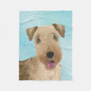 Lakeland Terrier Painting - Niedliche Original Hun Fleecedecke